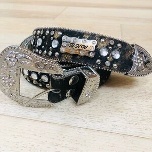 BHW leather Western Belt with Rhinestones